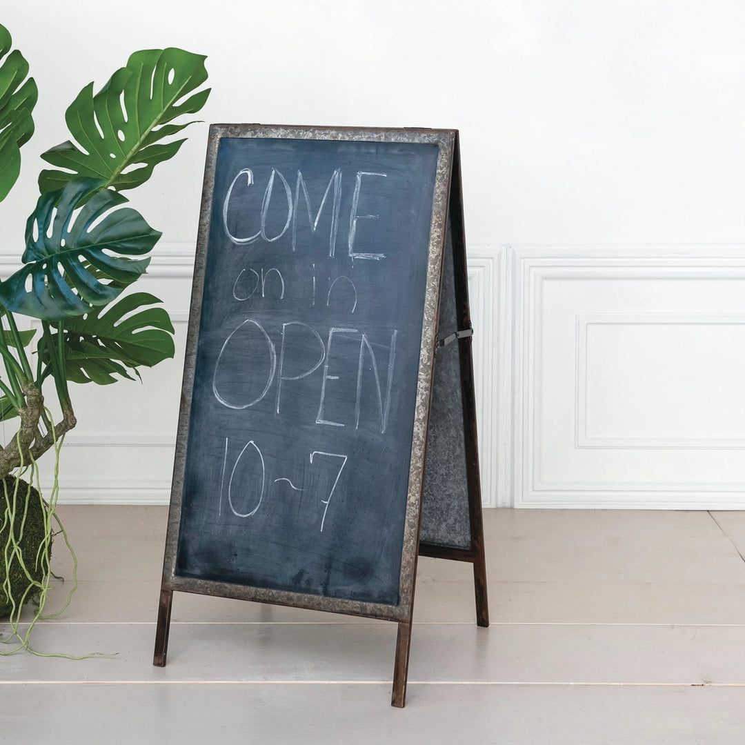 Black Galvanized Metal Sandwich Chalkboard