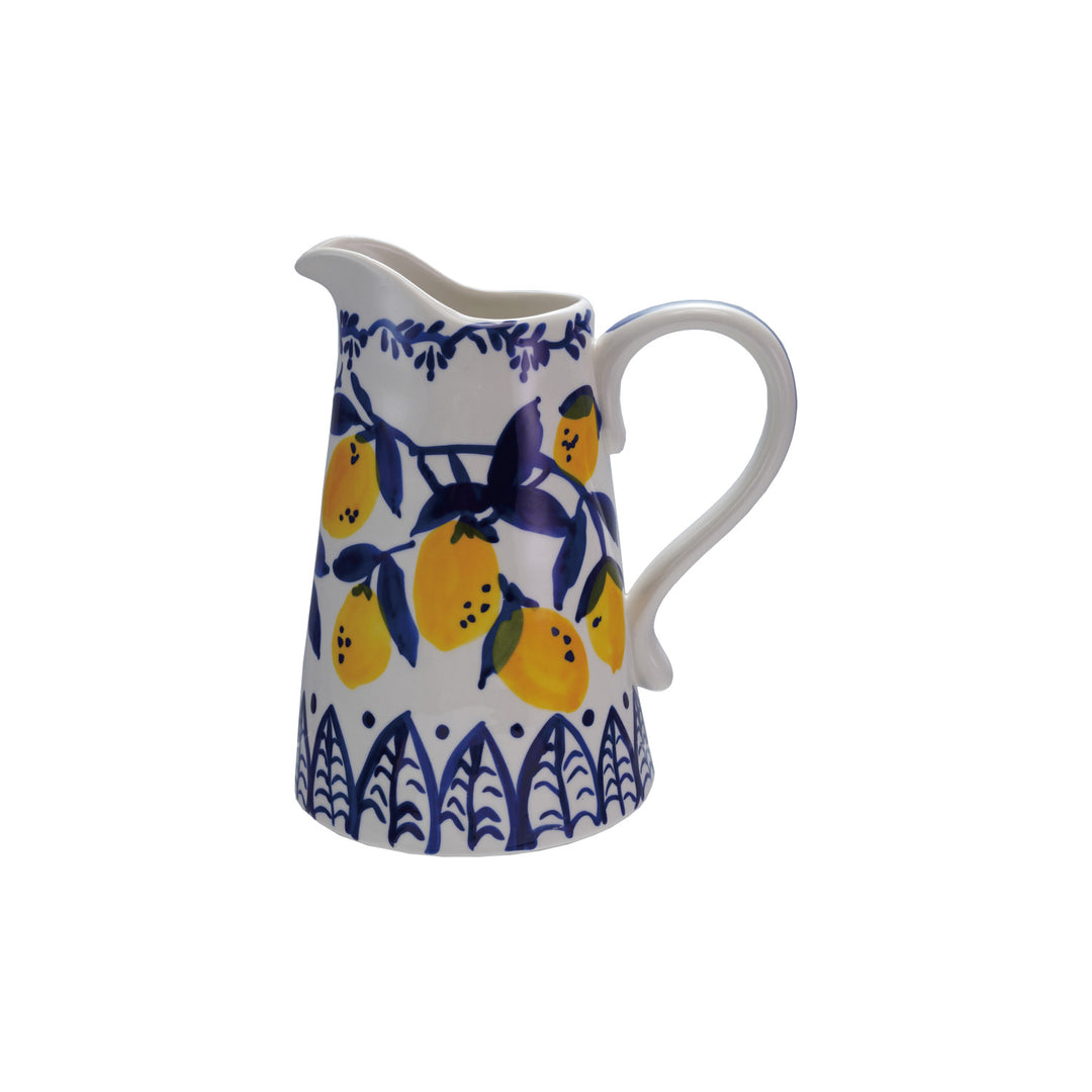 1-1/2 Quart Hand-Painted Stoneware Pitcher (Each One Will Vary)
