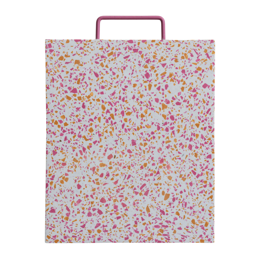 Resin Terrazzo Cheese/Cutting Board with Pink Enameled Metal Handle