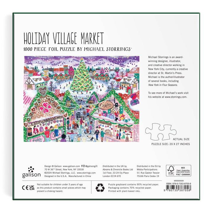 Michael Storrings Holiday Village Market 1000pc Foil Puzzle in Square Box