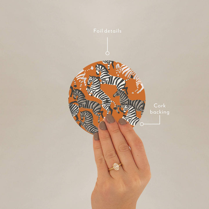 Zebra Race Coasters, Set Of 4