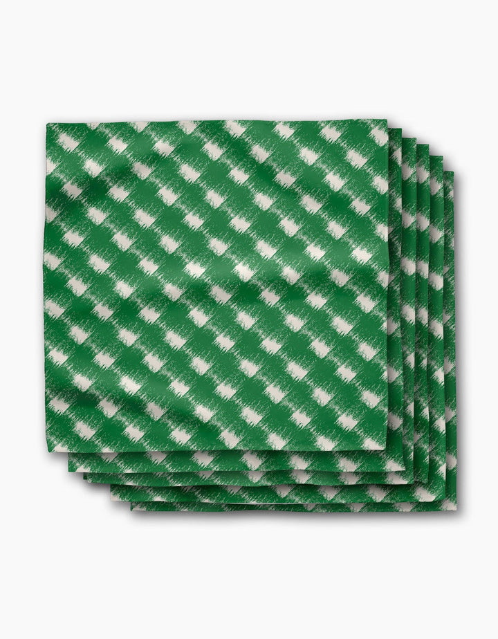 Hairy Check Green Dinner Napkins, Set Of 6