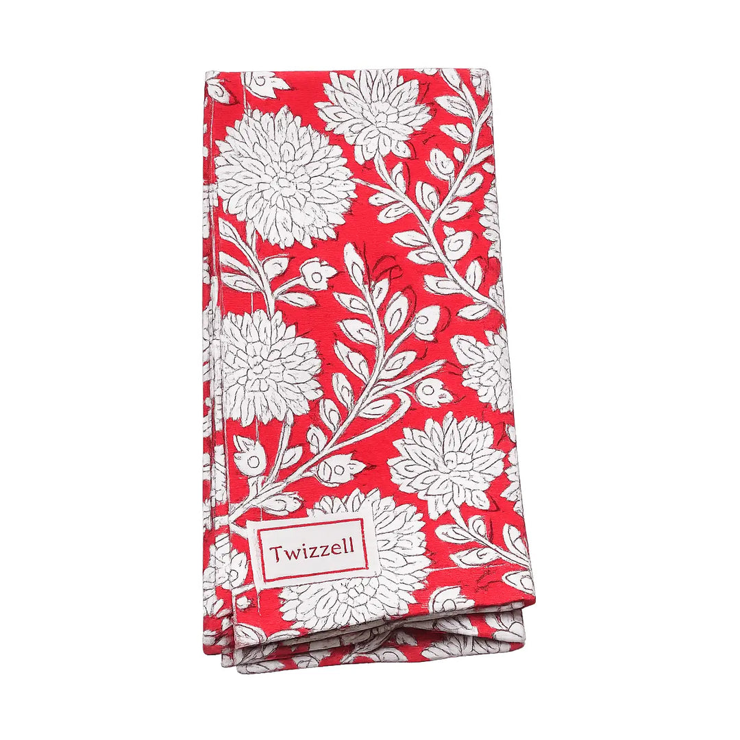 Red Dahlia Cloth Napkin, Set Of 4