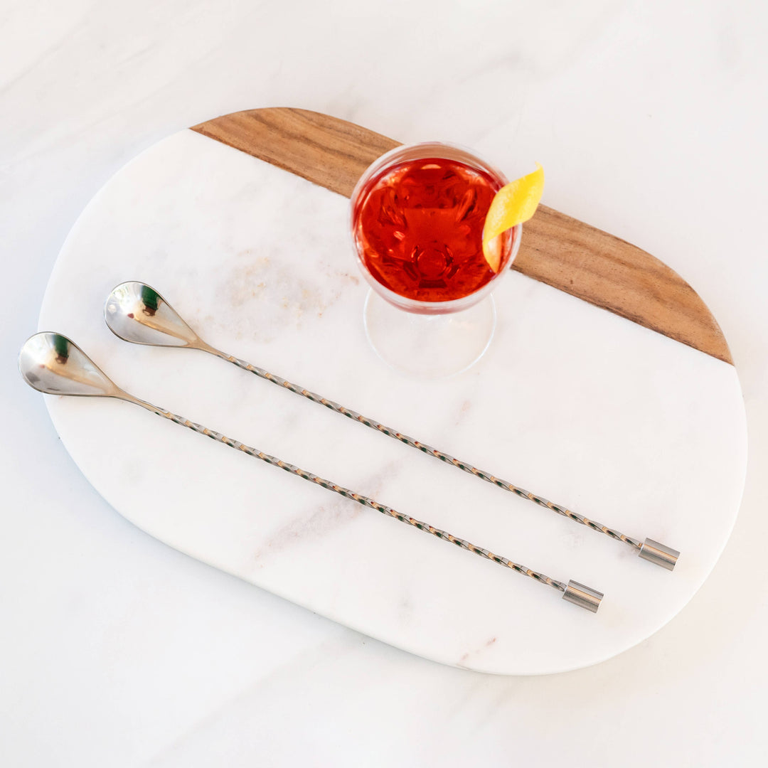 Stainless Steel Bar Spoons With Spiral Handle, Set of 2
