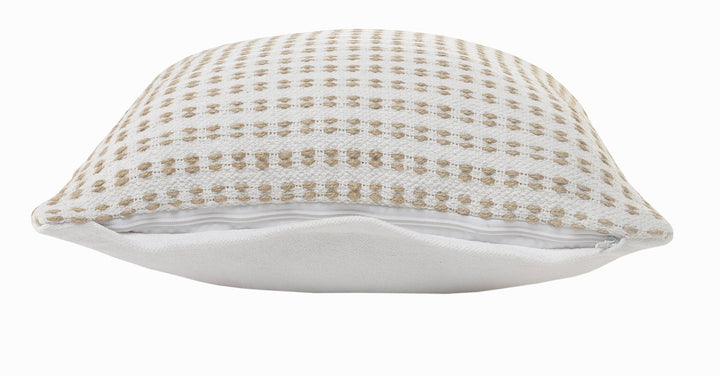 Ivory and Jute Interwoven Pillow, 20" x 20"