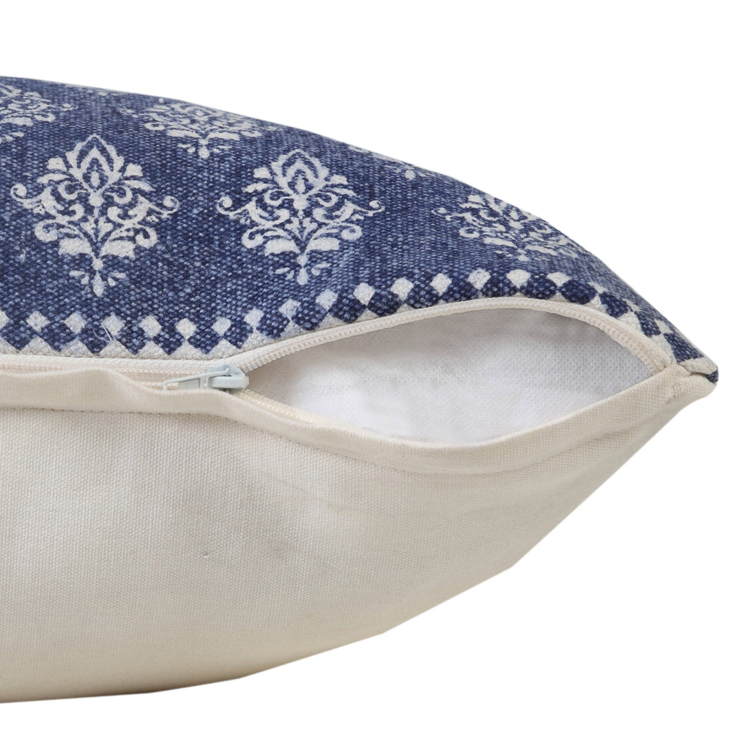 Indigo & White Block Print Pillow, 20" x 20"
