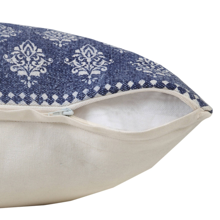 Indigo & White Block Print Pillow, 20" x 20"