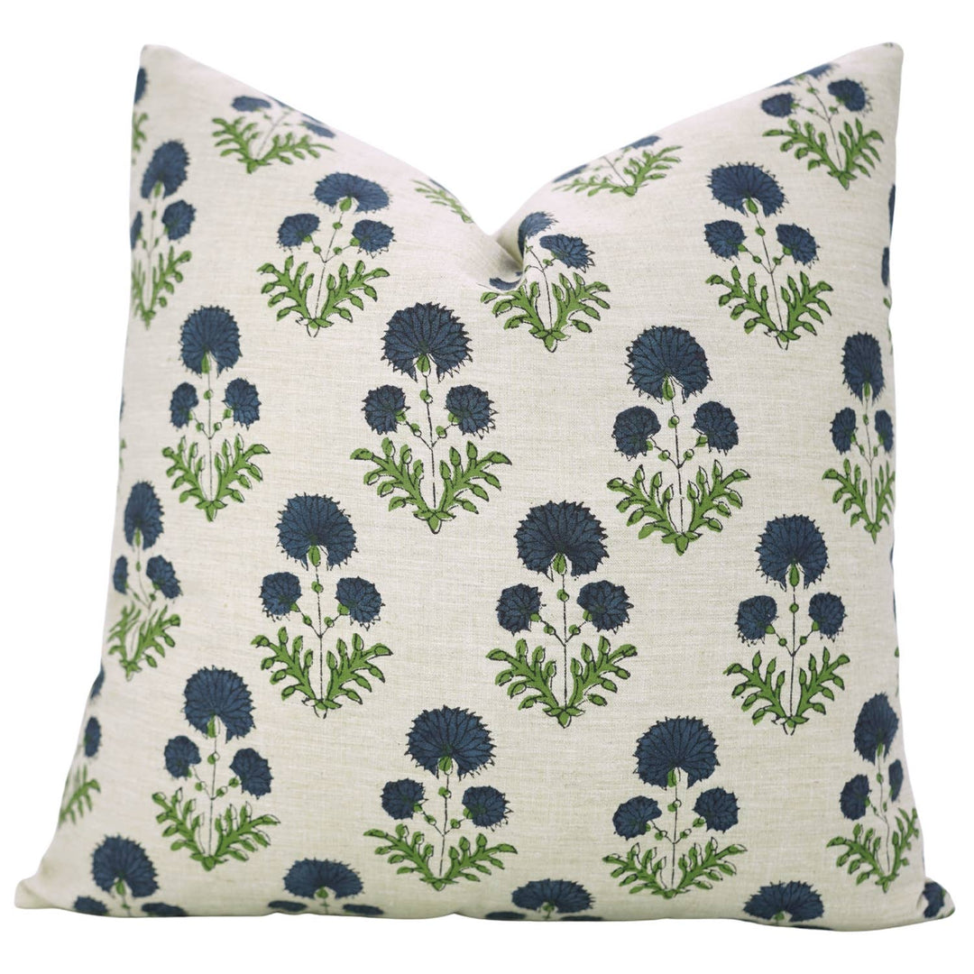 Crafted Block Print Design Linen Blend Pillow, 20" x 20"