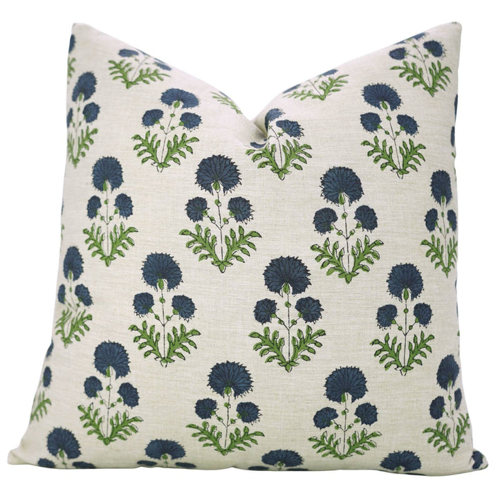 Crafted Block Print Design Linen Blend Pillow, 20" x 20"