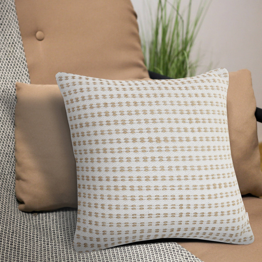 Ivory and Jute Interwoven Pillow, 20" x 20"
