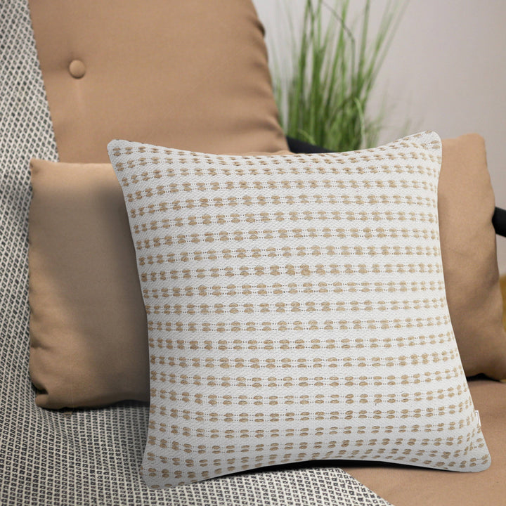 Ivory and Jute Interwoven Pillow, 20" x 20"
