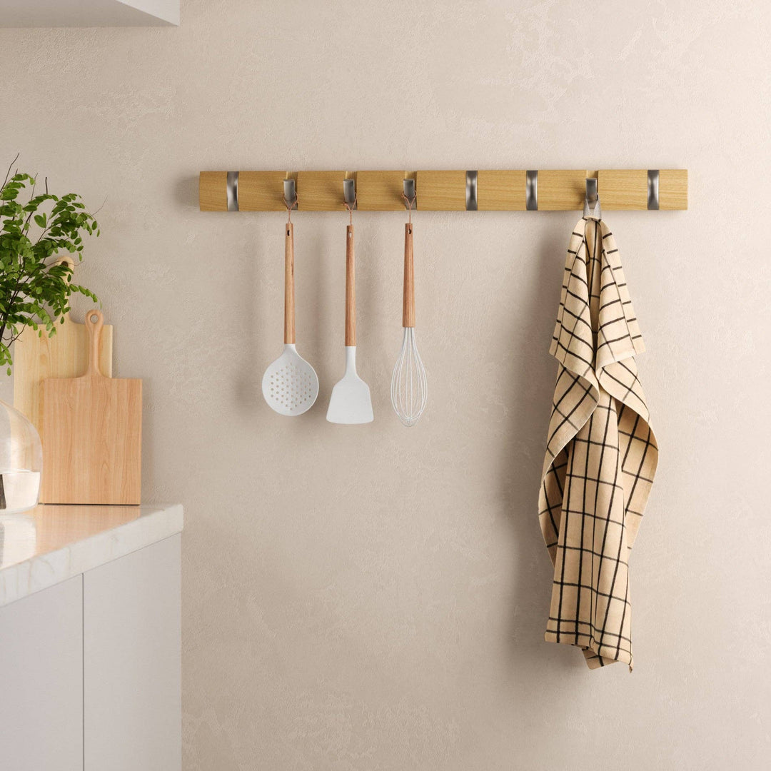 Natural & Nickel Flip 8 Wall Hook