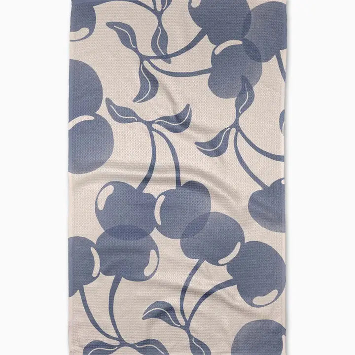 Blue Cherry Dreams Tea Towel