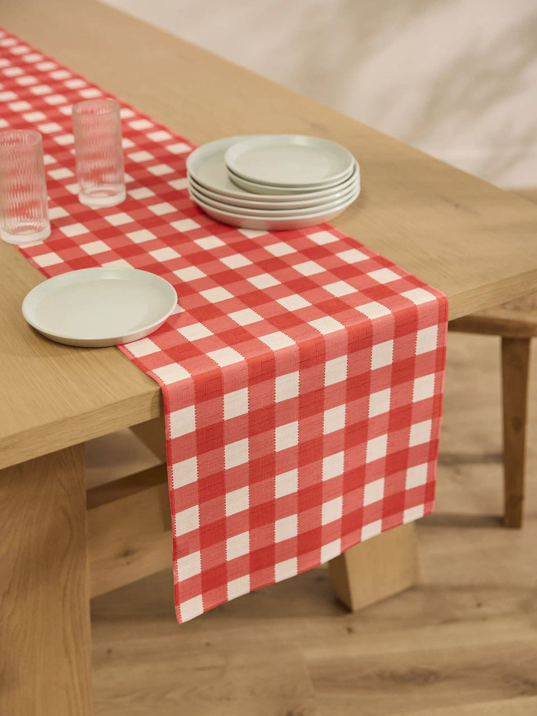 Ripe Tomato Gingham Table Runner, 16" x 90"