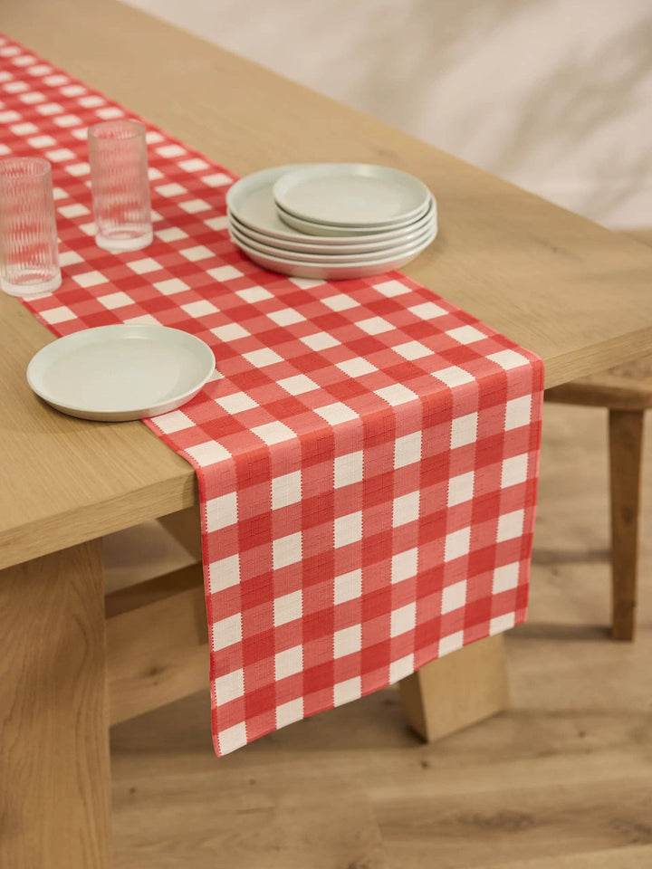 Ripe Tomato Gingham Table Runner, 16" x 90"