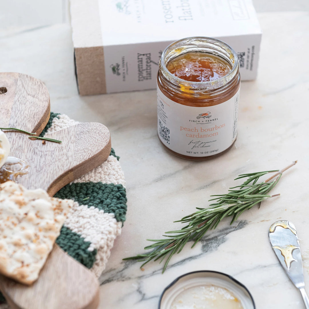 Peach Bourbon Cardamom Fruit Preserves, 10 Ounces