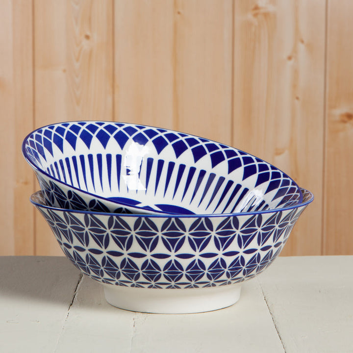 Blue Geo Stamped Bowl, 8"