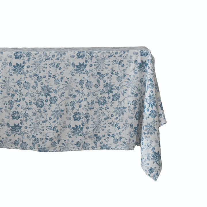 Cotton Slub Printed Tablecloth w Floral