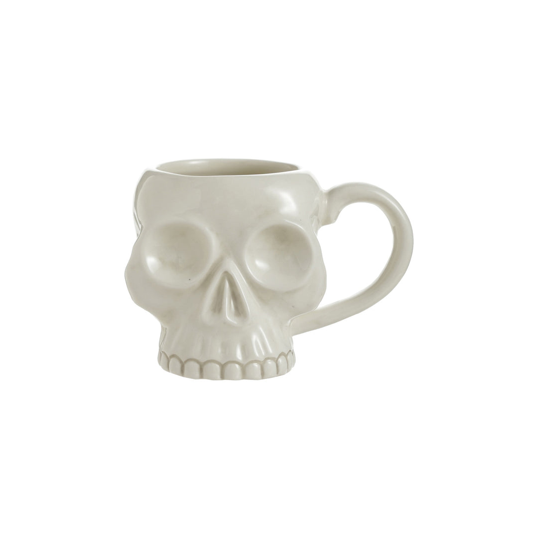 Bone Finish Stoneware Skull Shaped Mug, 8 Oz.