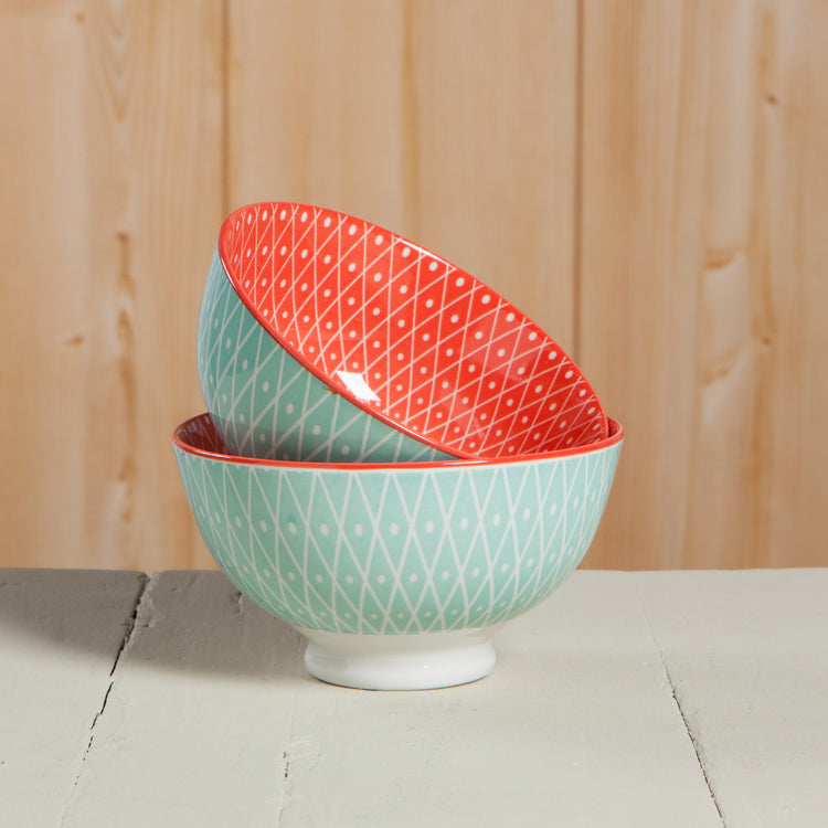Pink Geo Stamped Bowl, 4"