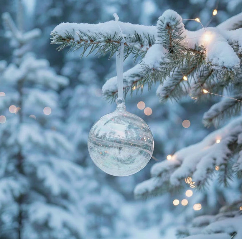 Iridescent Swirl Glass Ball Ornament