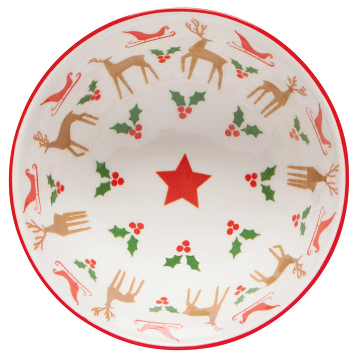 Santa's Reindeer Stamped Bowl, 4"