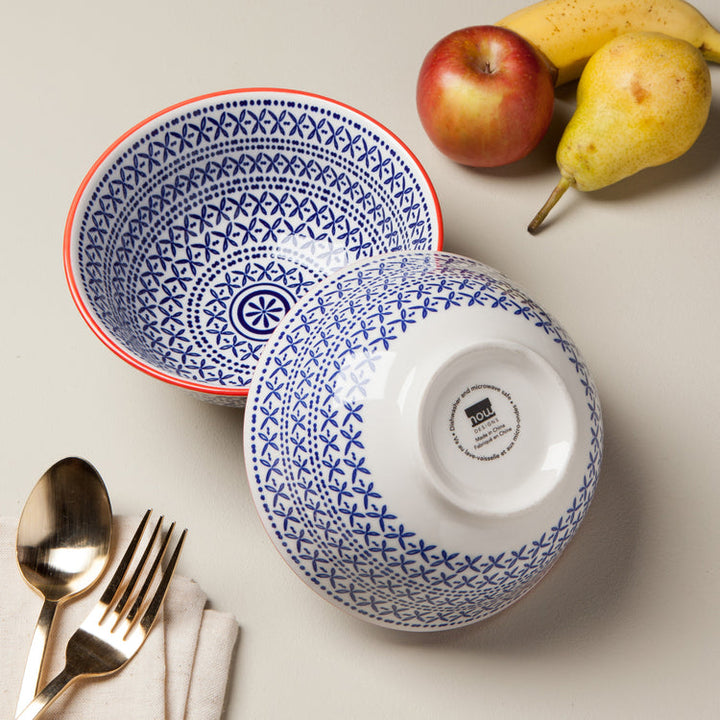 Blue Cross Stamped Bowl, 6"