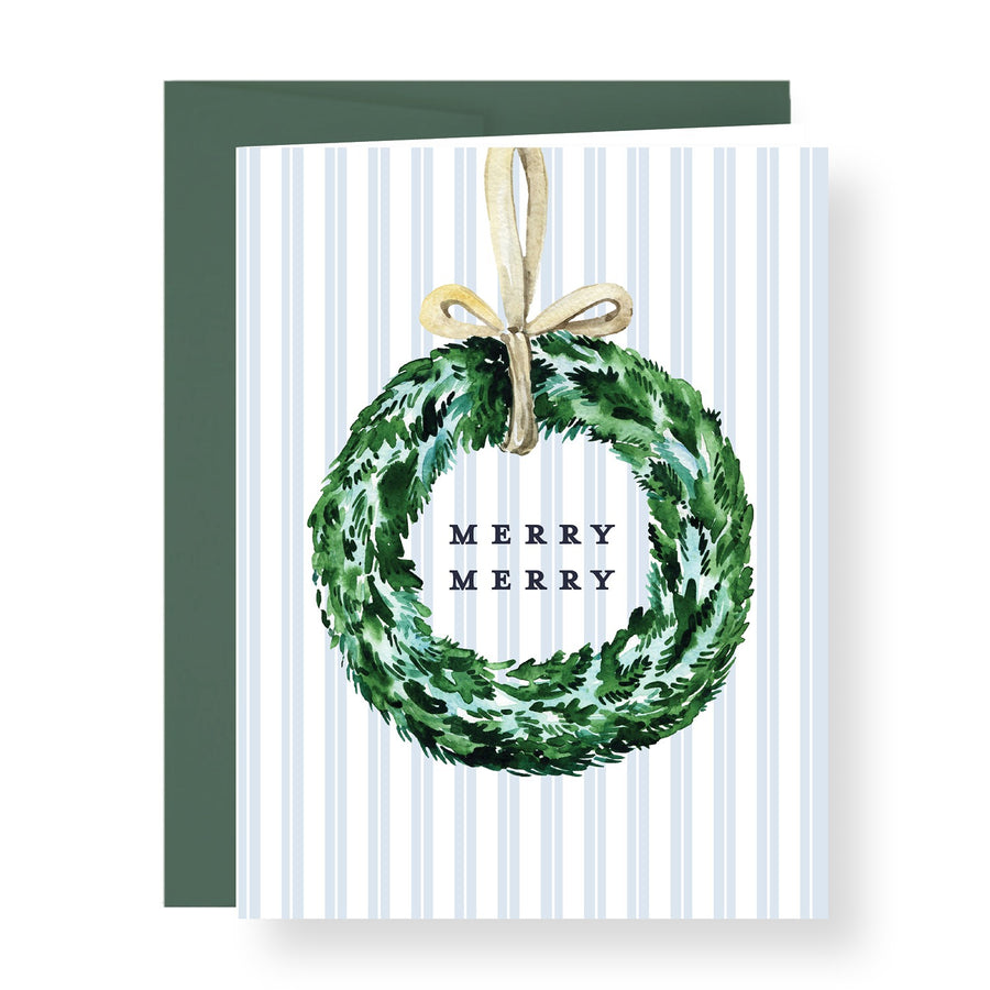 Hanging Wreath Merry Merry Greeting Card