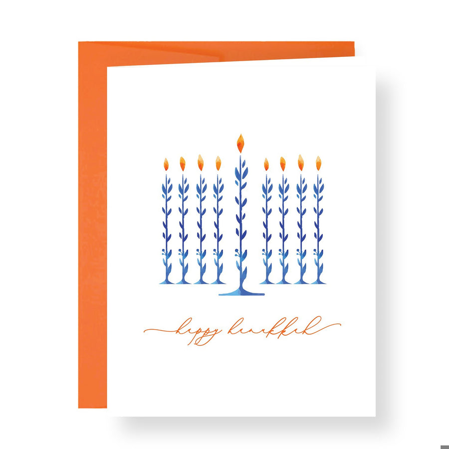 Floral Menorah Greeting Card