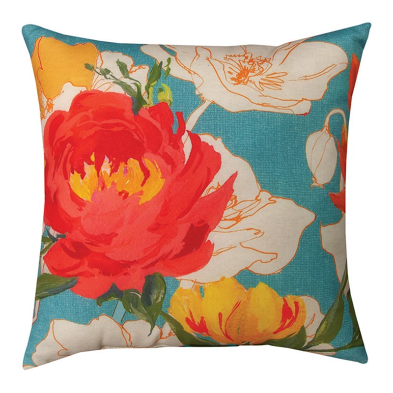 Peony And Poppies Climaweave Pillow, 18" x 18"