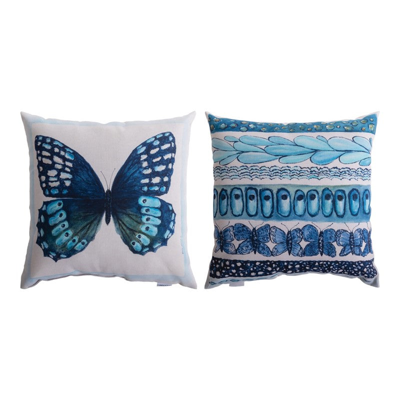 Blue Butterflies Climaweave Pillow, 18" x 18"