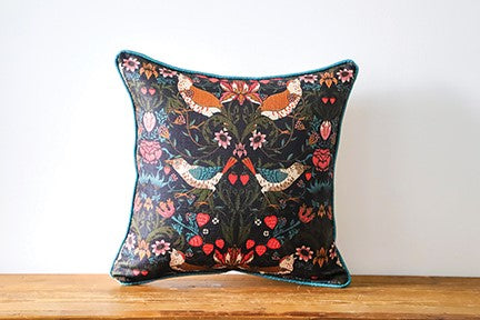 Morris Inspired Bird Pattern Pillow, 17" x 17"