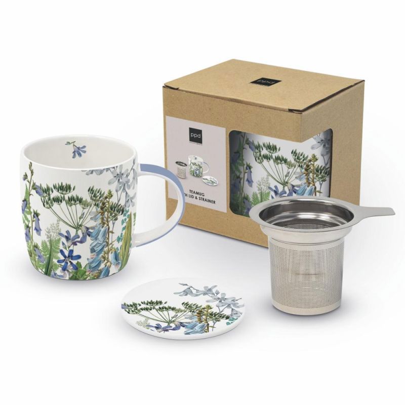 TEA MUG W/ LID & STRNR GIFT BXD- DONATELLA
