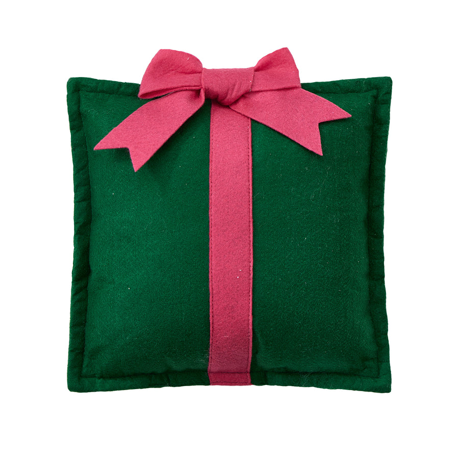 Felt Green Present Pillow Blown-in Filled M/5
