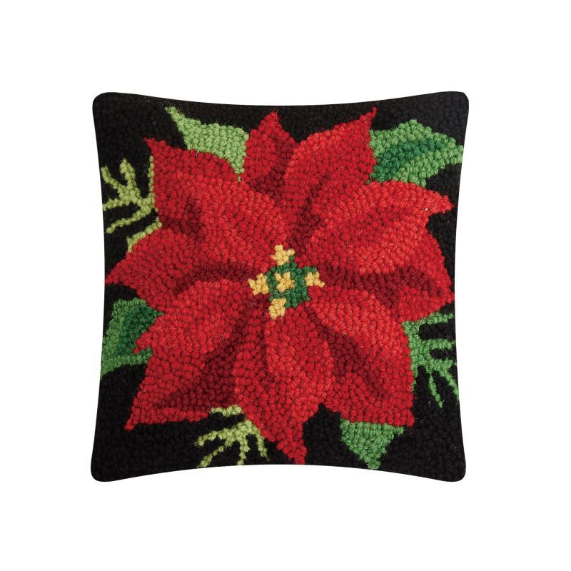 Poinsettia Hook Pillow Poly Filled