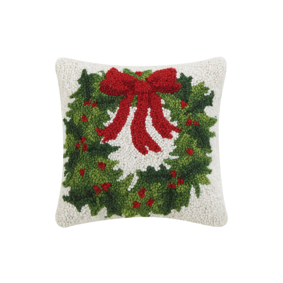 Holiday Wreath Hook Pillow Poly Filled