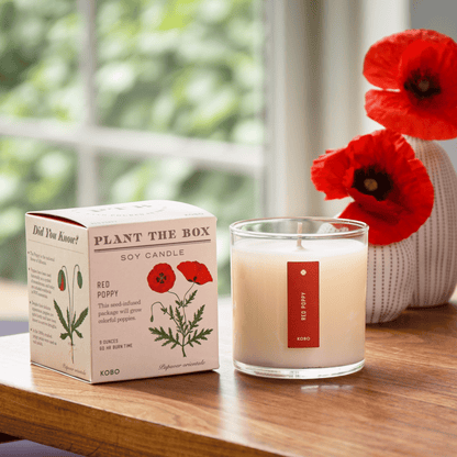 Red Poppy Plant The Box Candle, 9 Oz