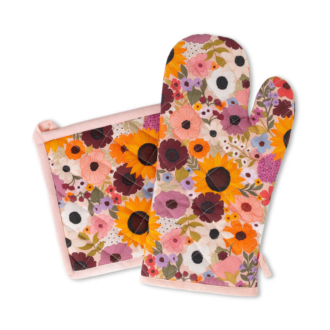 Rainbow Garden Oven Mitt & Pot Holder Set
