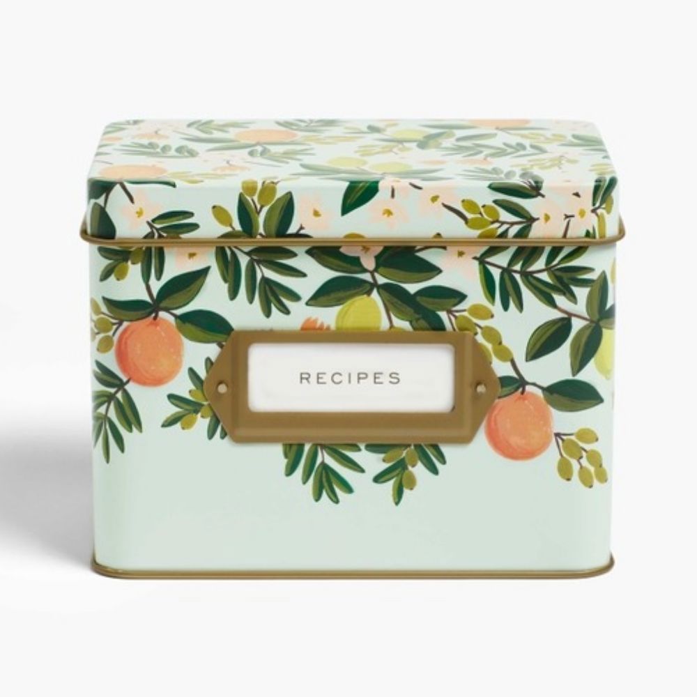 Citrus Floral Tin Recipe Box