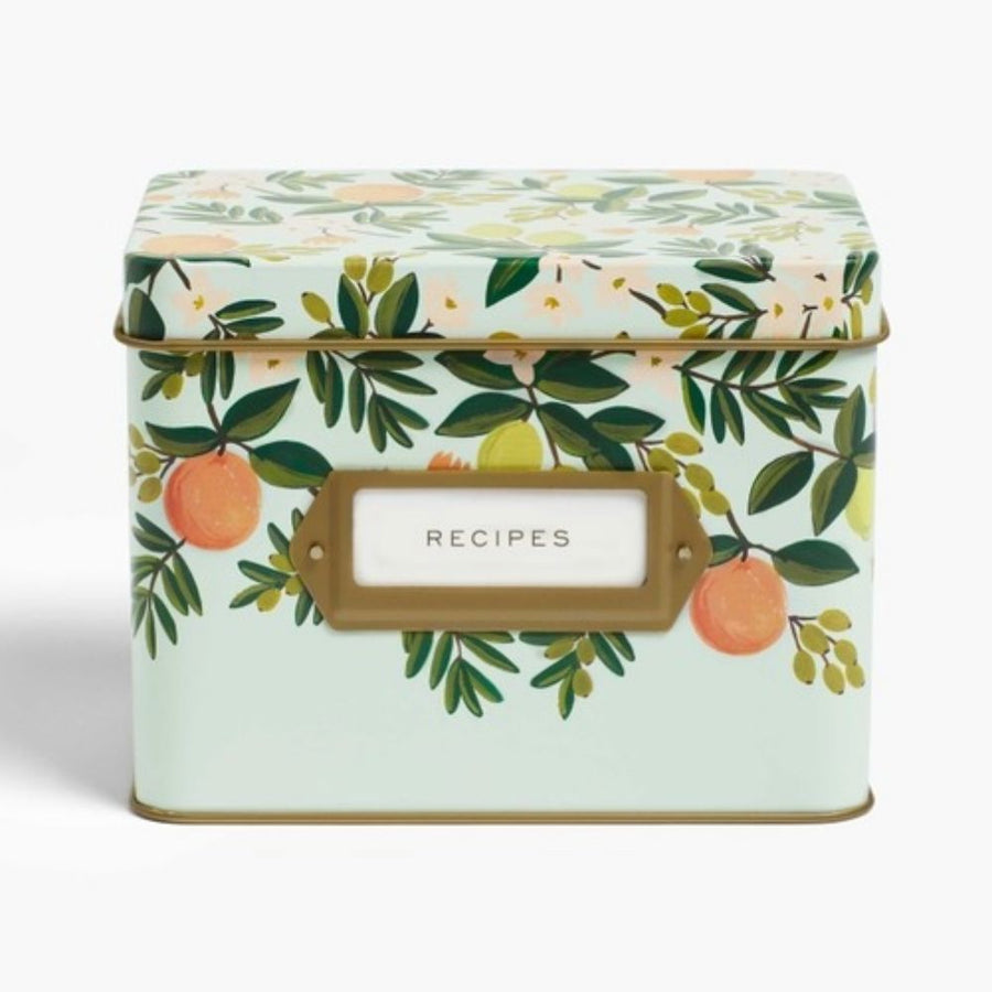 Citrus Floral Tin Recipe Box