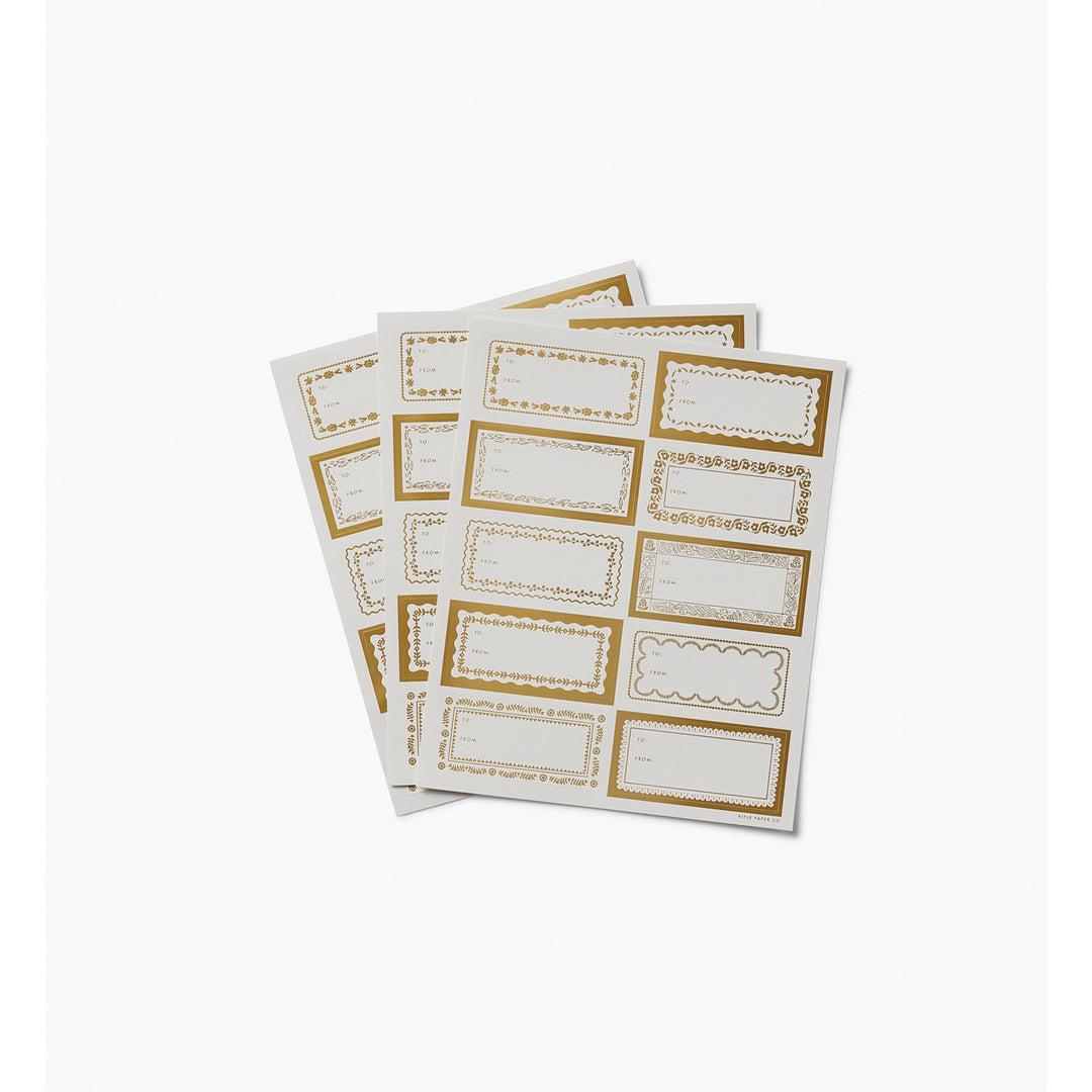 Pack of 3 Gold Floral Stickers & Labels Set