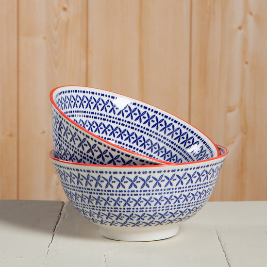 Blue Cross Stamped Bowl, 6"