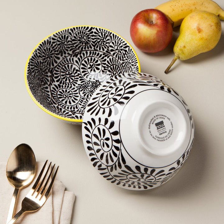 Black Vines Stamped Bowl, 6"