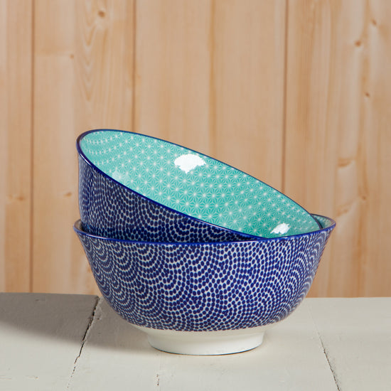 Blue Waves Stamped Bowl, 6"