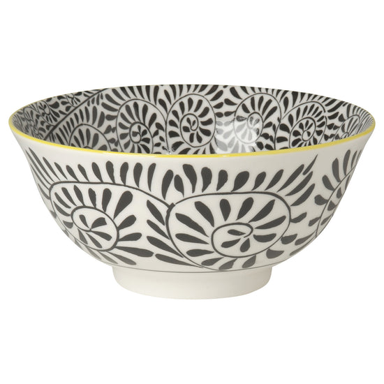 Black Vines Stamped Bowl, 6"