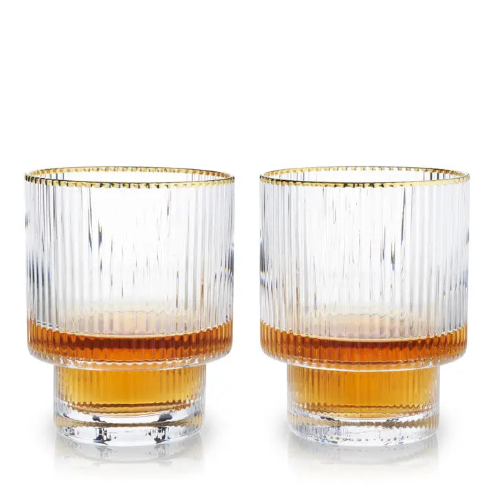 Deco Meridian Gold-Rimmed Crystal Tumbler