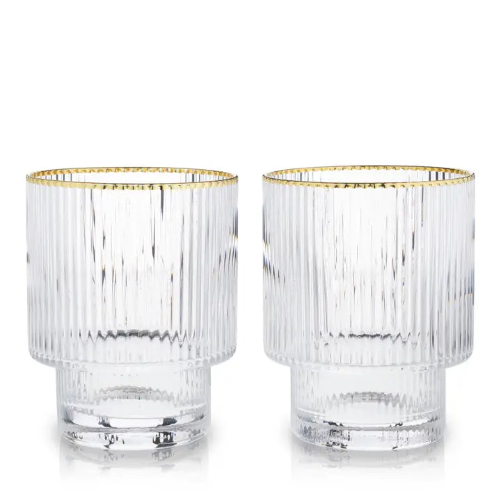 Deco Meridian Gold-Rimmed Crystal Tumbler