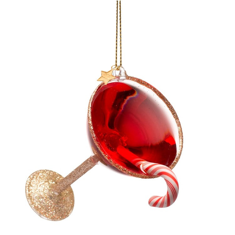 Ornament glass red christmas cocktail H4.25"