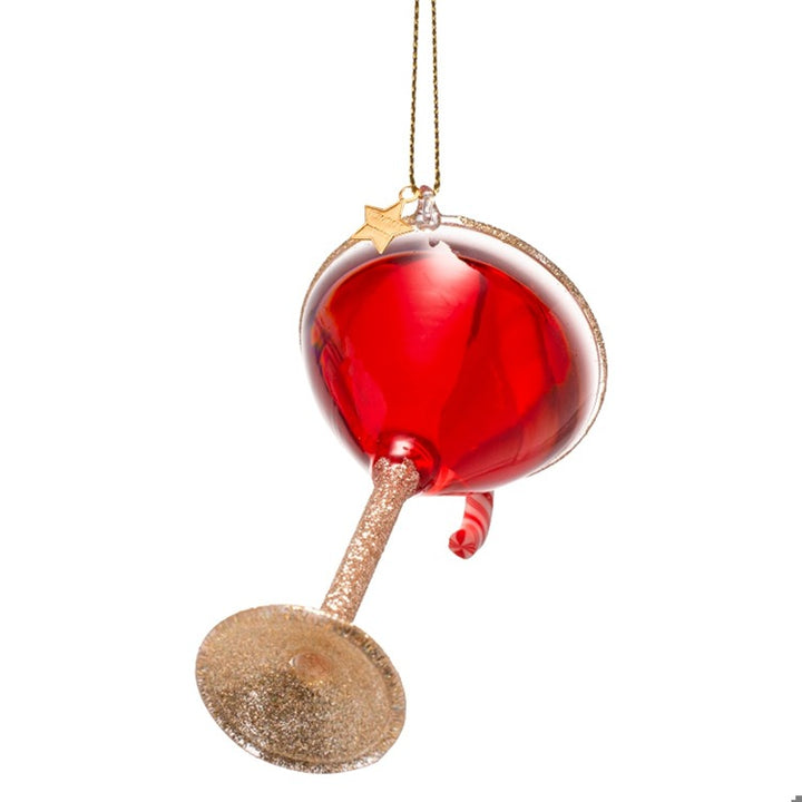 Ornament glass red christmas cocktail H4.25"