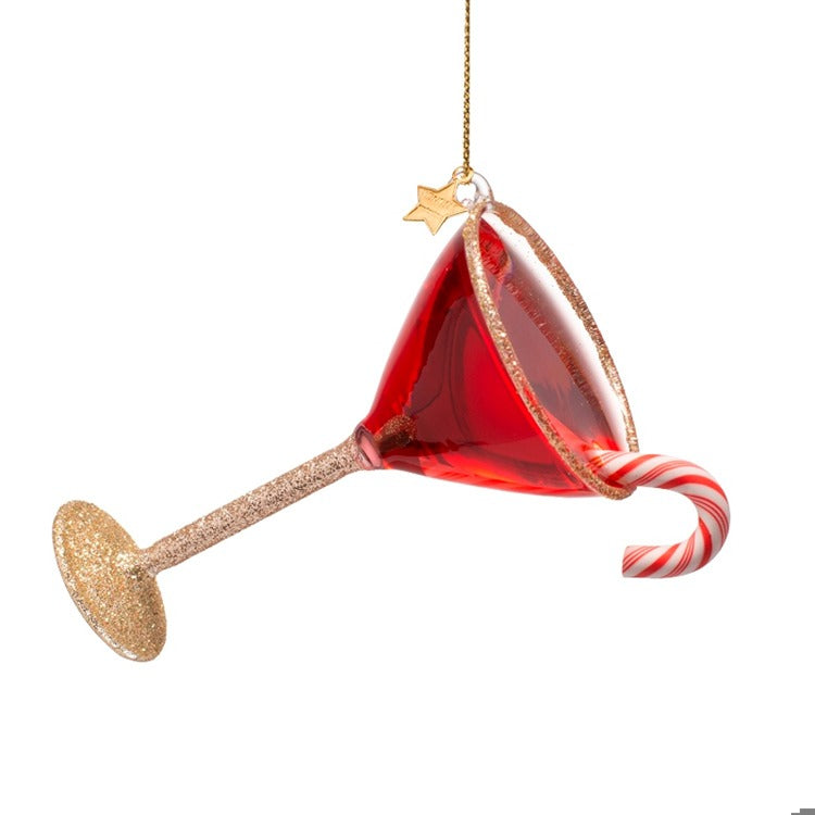 Ornament glass red christmas cocktail H4.25"